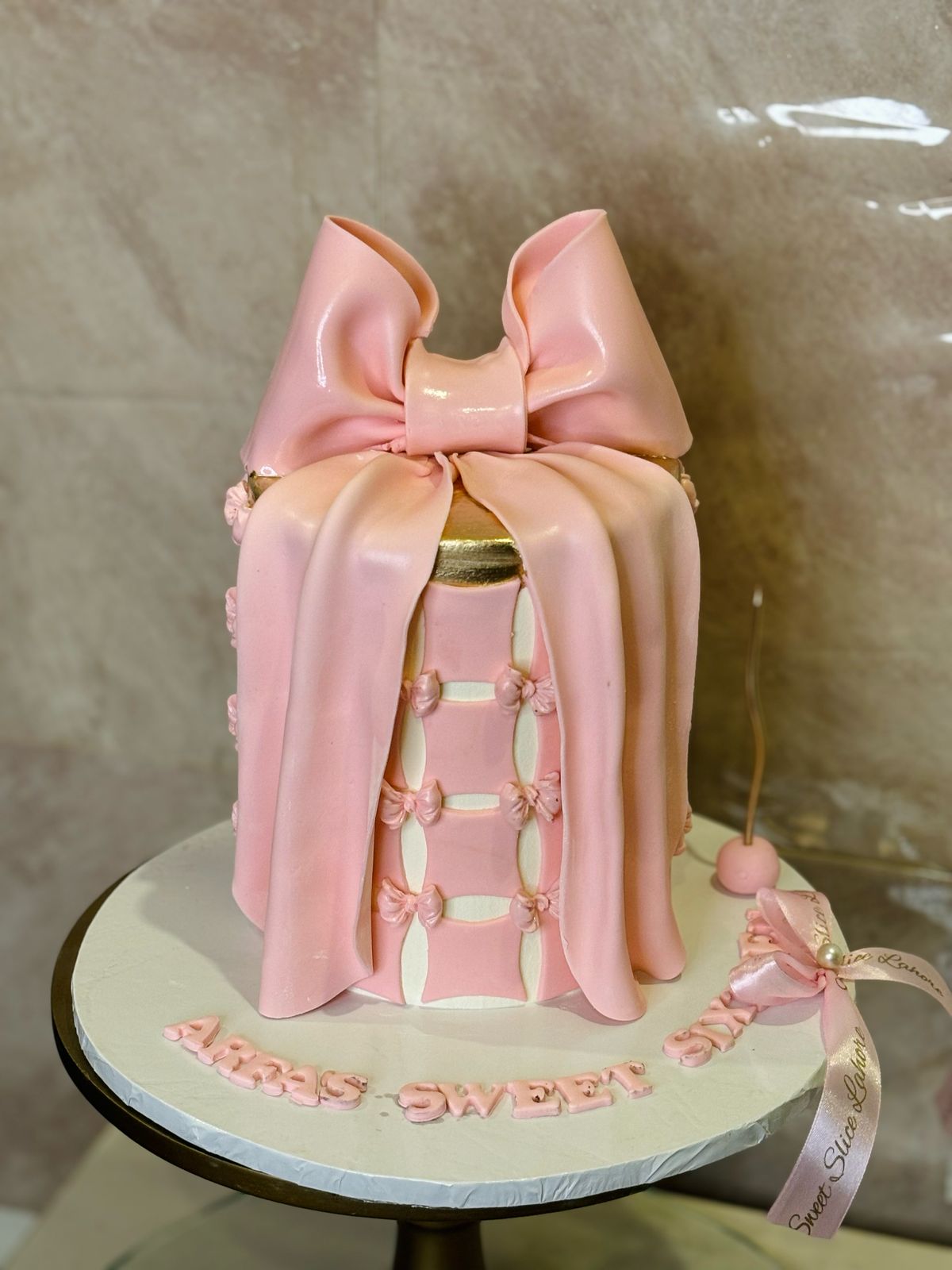 Pink Couture Bow Birthday Cake (3 lbs)