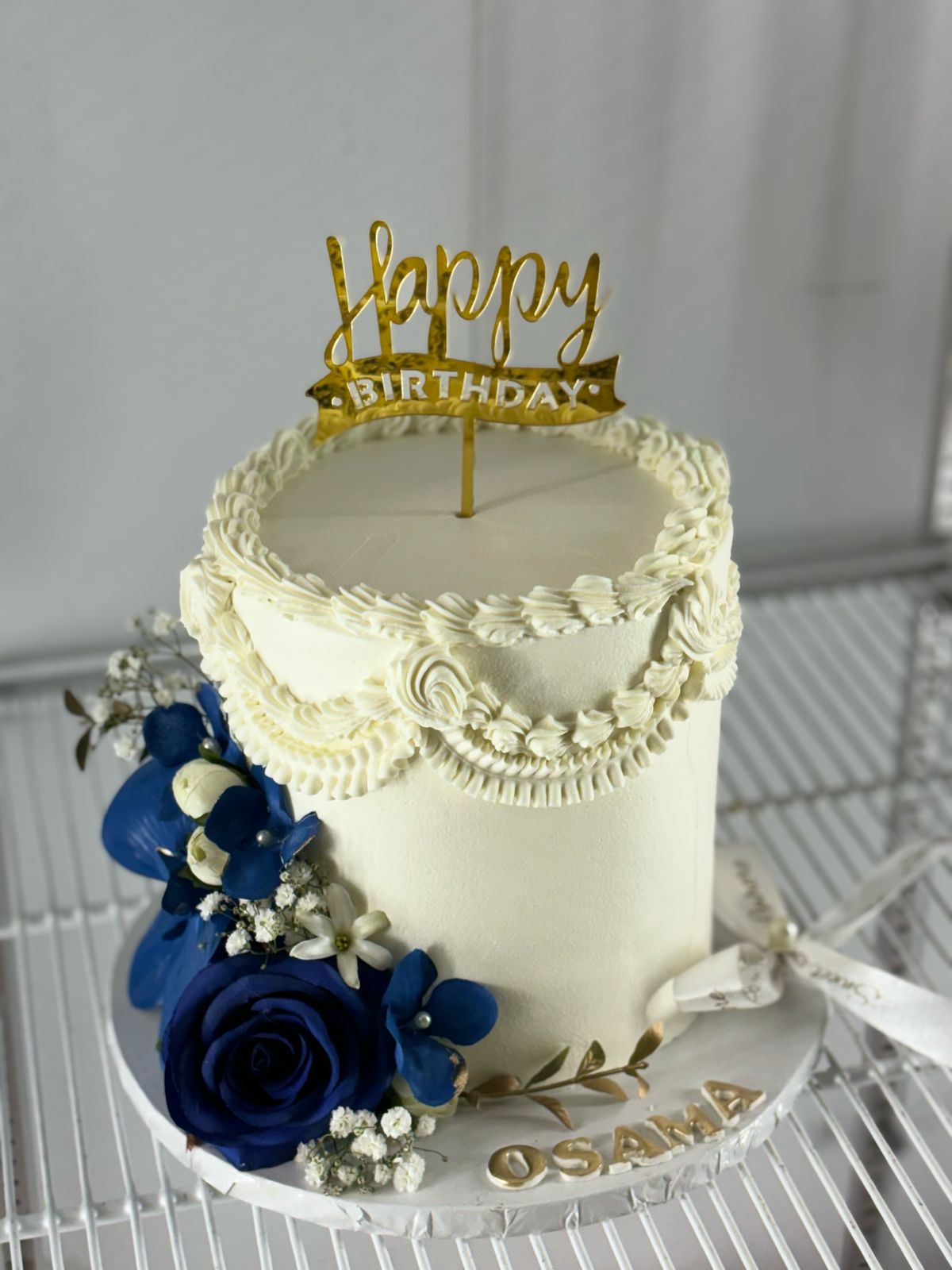 Royal Blue Bloom Birthday Cake (2 lbs)
