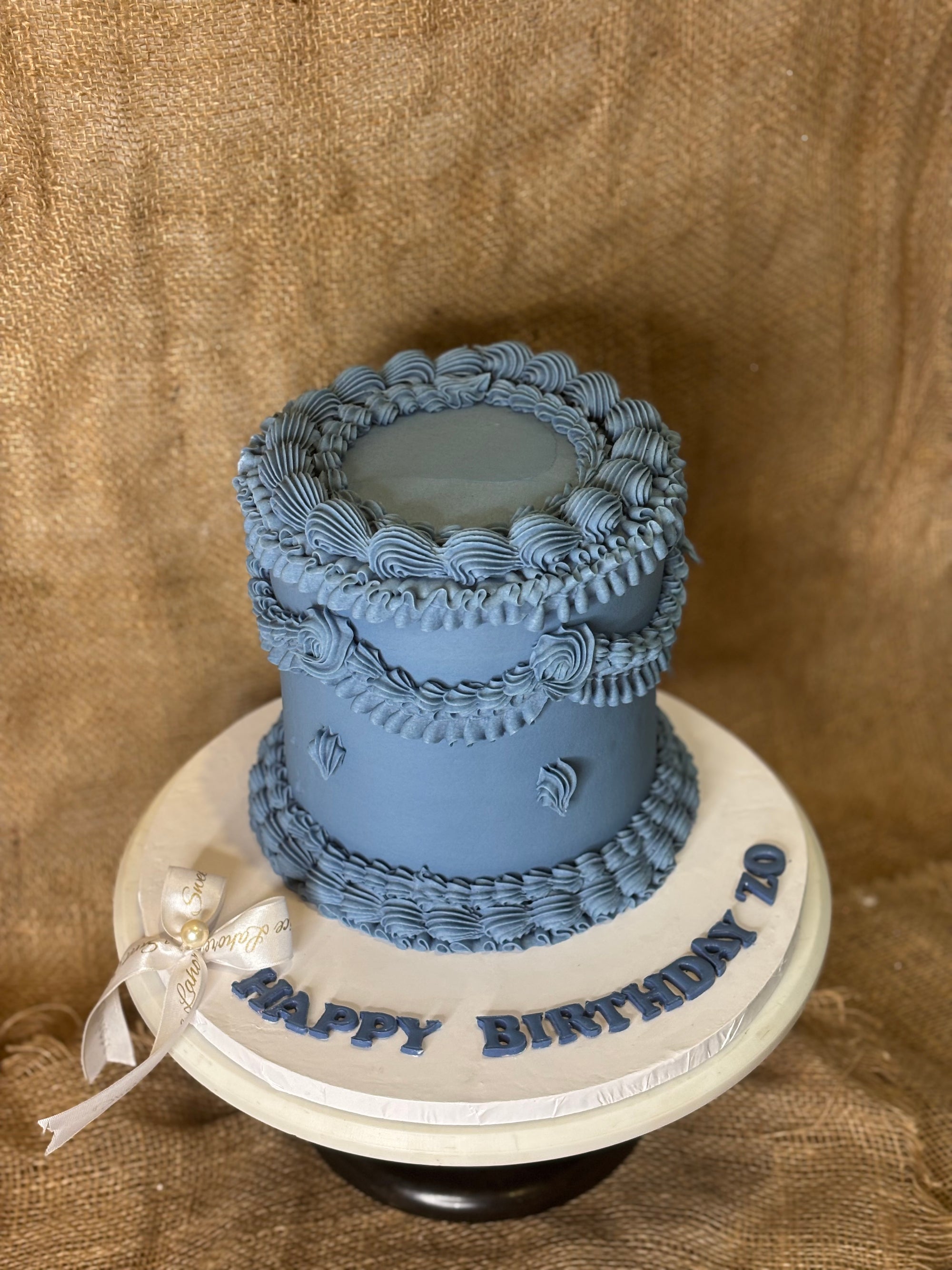 Vintage-Inspired Blue Birthday Cake