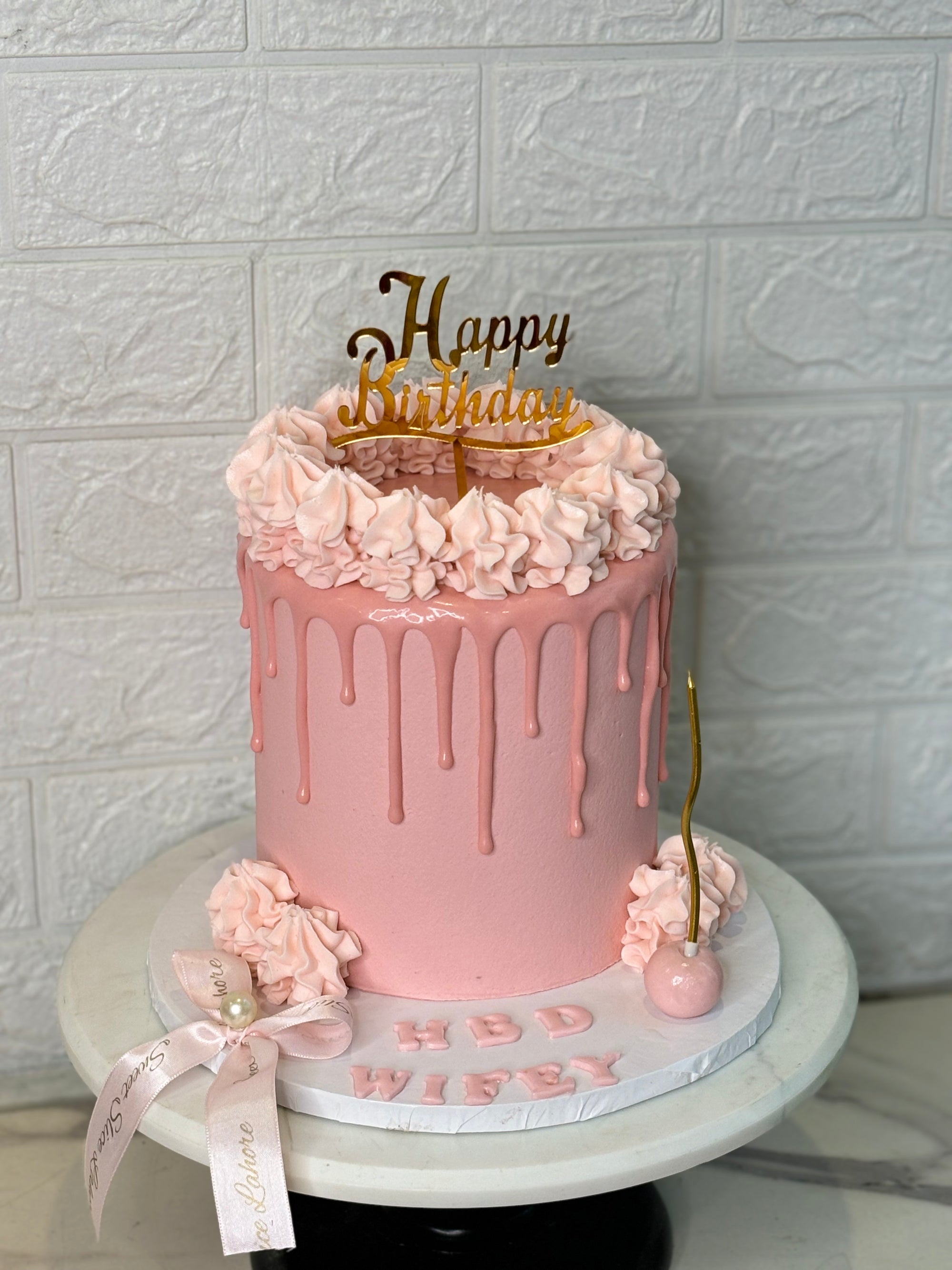 Blush Pink Drip Birthday Cake (3 lbs)