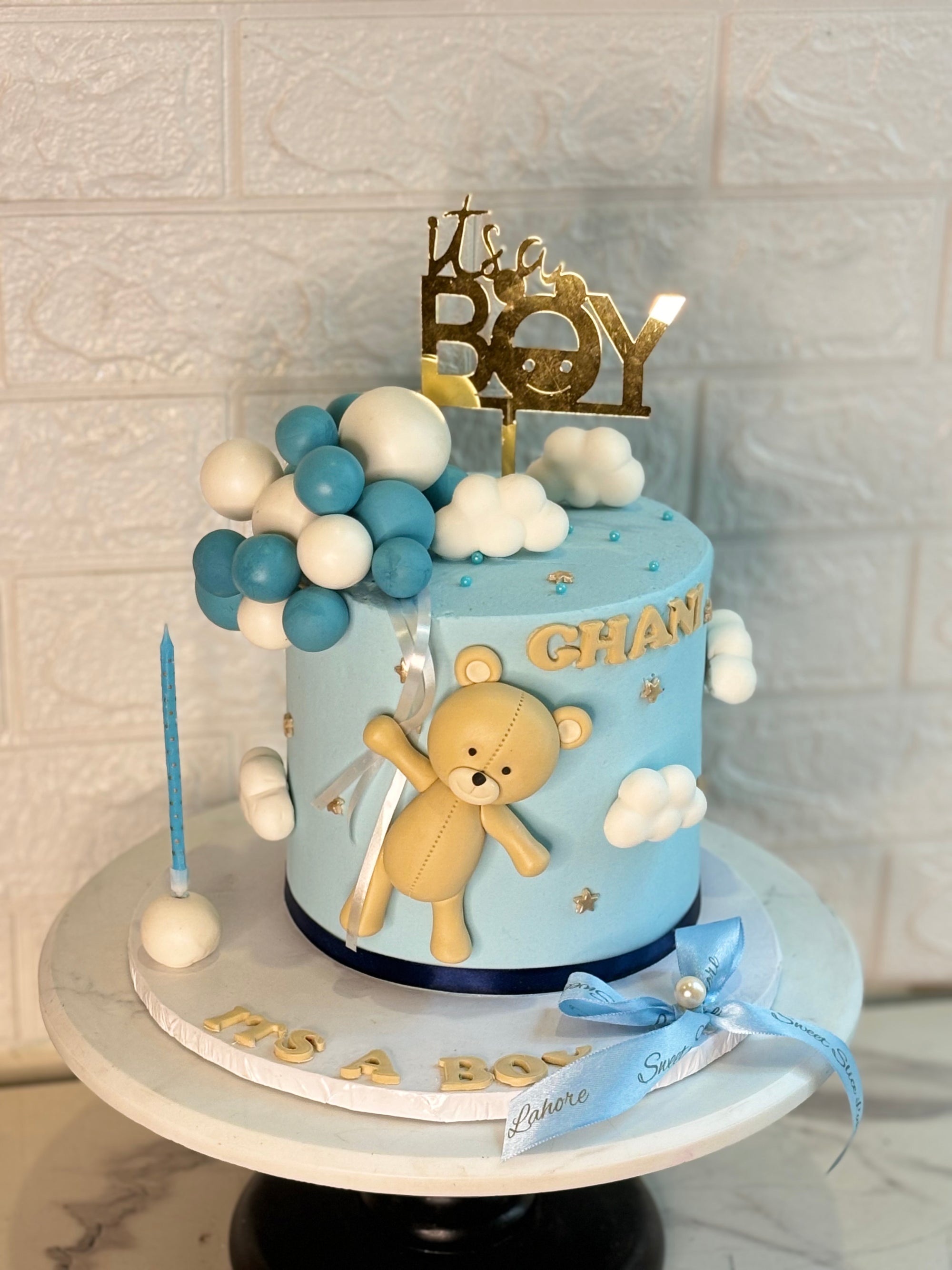 Sky Bear Celebration Baby Boy Cake (2 lbs)